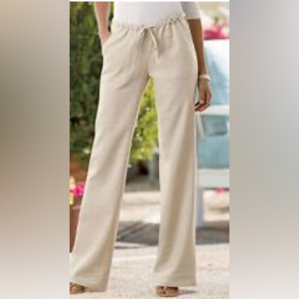 Linda Allard Ellen Tracy Cream cotton linens worn once Stock photo similar pant